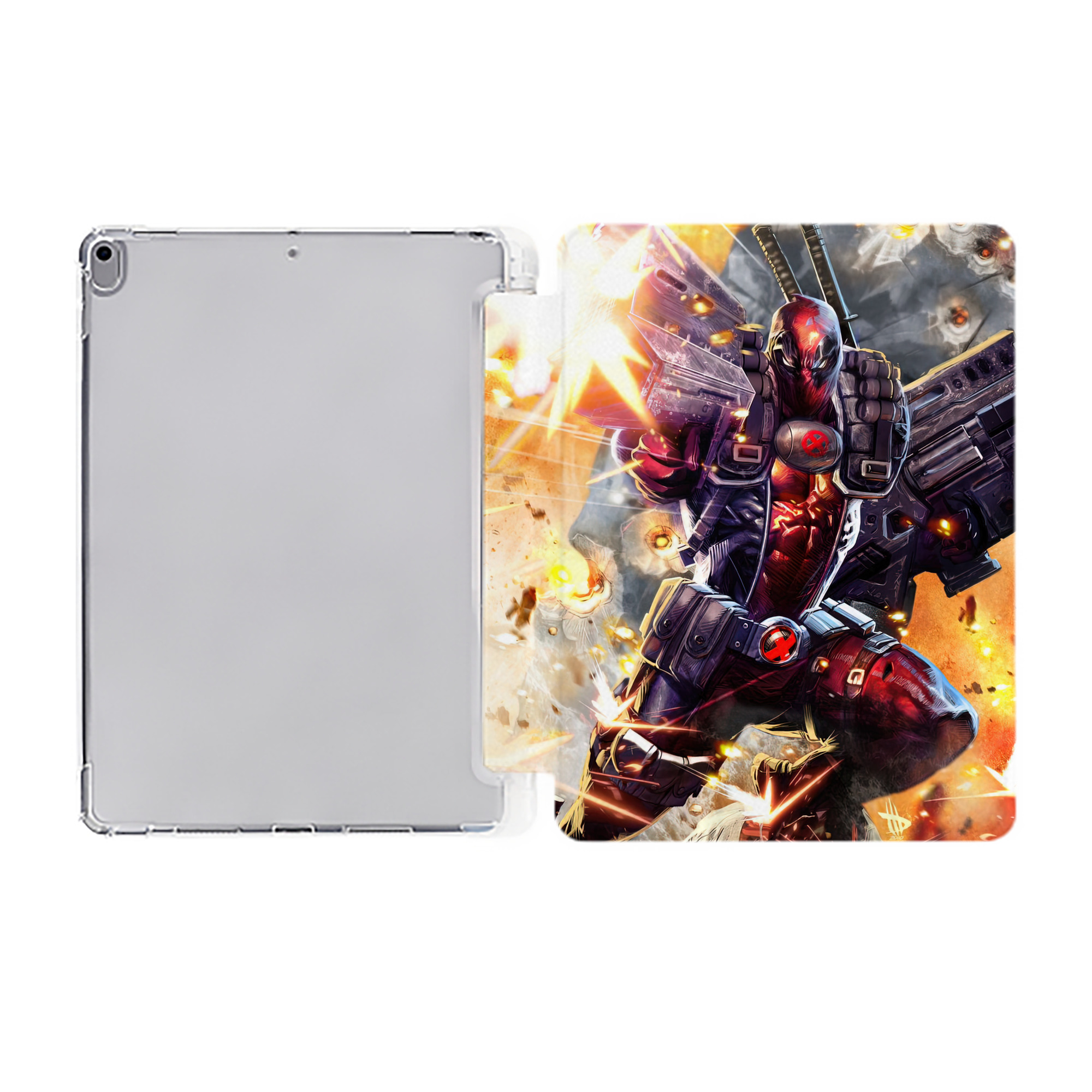 （画像用） Deadpool デッドプール IPad ケース ペン収納付き 三つ折りスタンド PUレザー×シリコン 対応機種9.5/10.5/10.9インチ
